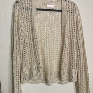 LC Lauren Conrad Cream Open-Knit Sweater